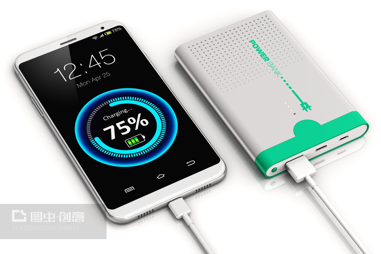带电源库的智能手机充电Smartphone charging with power bank